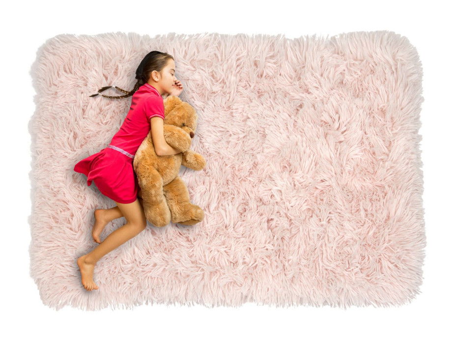 Plyšový dětský koberec MAX světle růžový