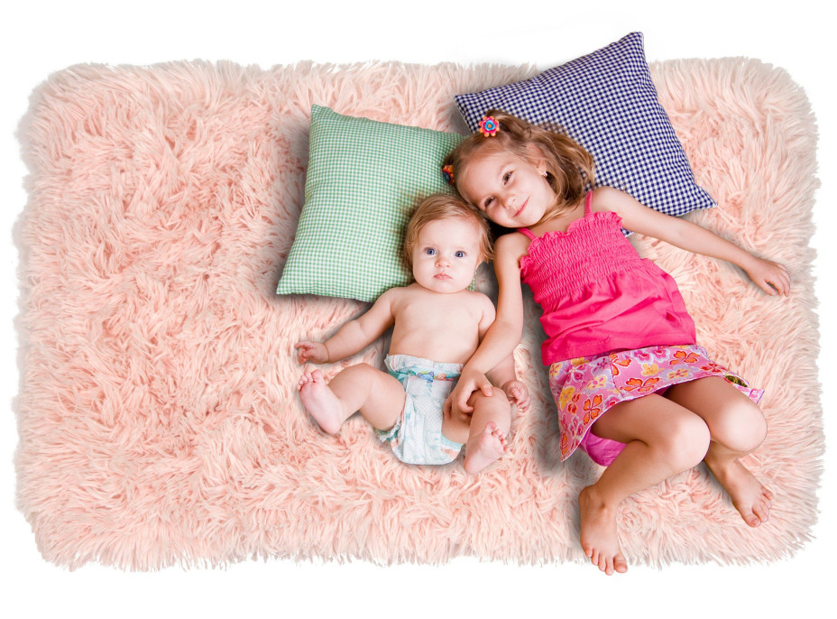 Plyšový dětský koberec MAX světle růžový