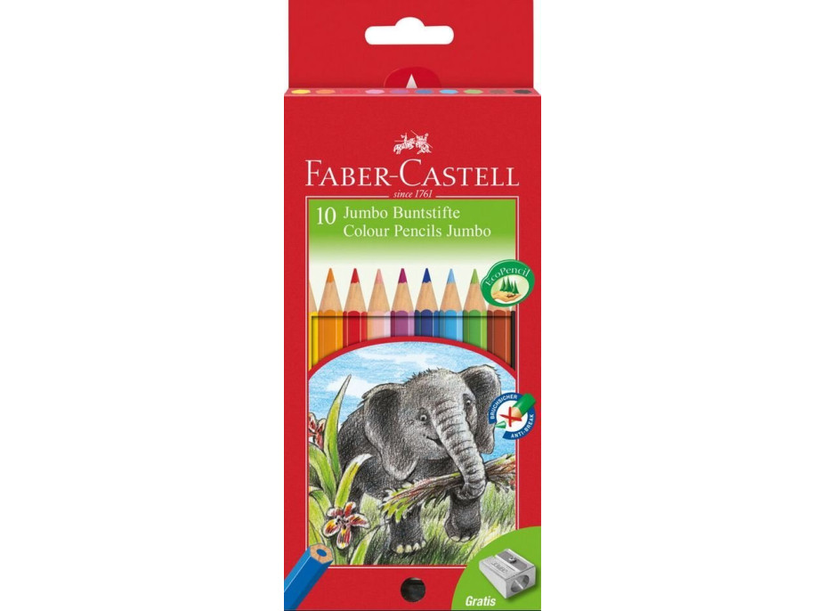 Faber-Castell Pastelky Jumbo 10 ks + ořezávátko