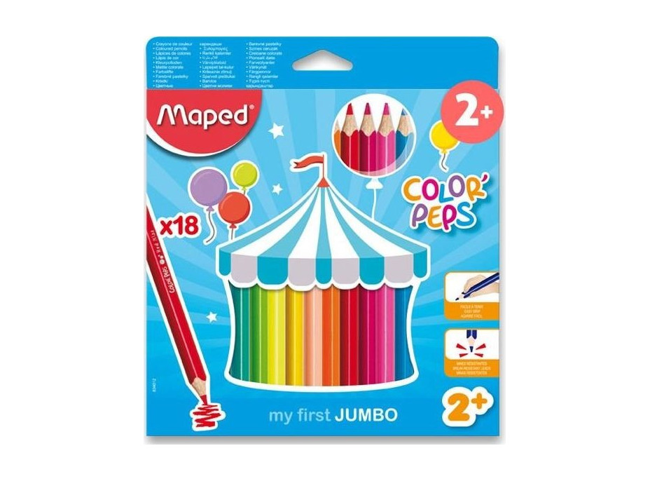 MAPED Pastelky trojboké Jumbo Color'Peps 18 ks