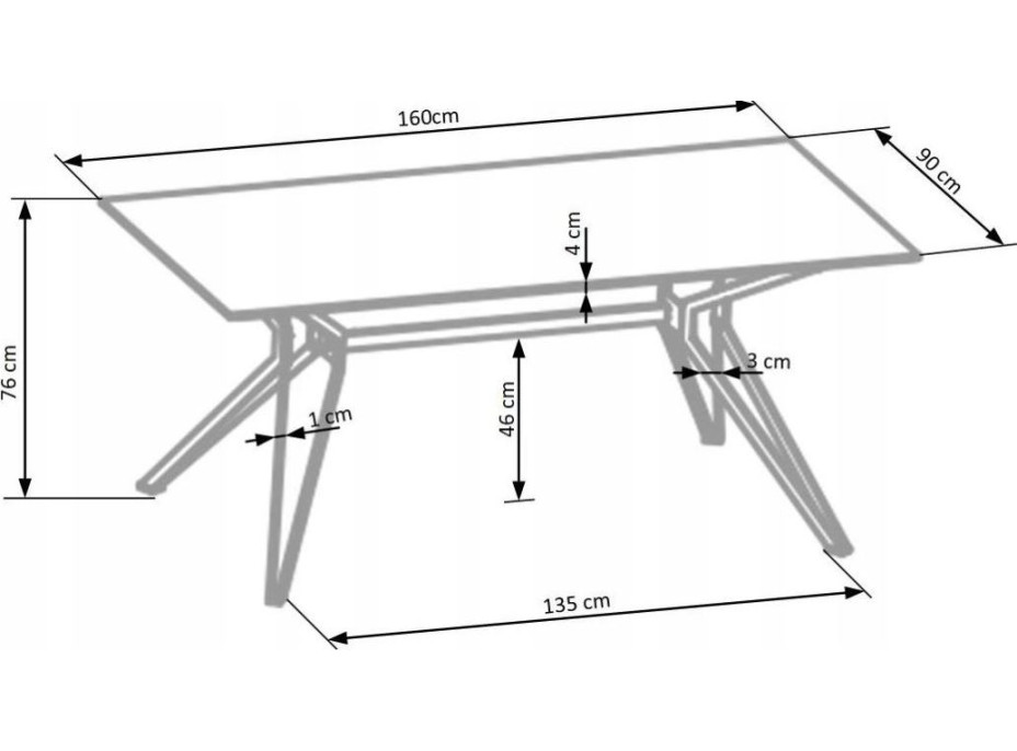 Jídelní stůl PASCAL 160x90x76 cm - bílý/černý