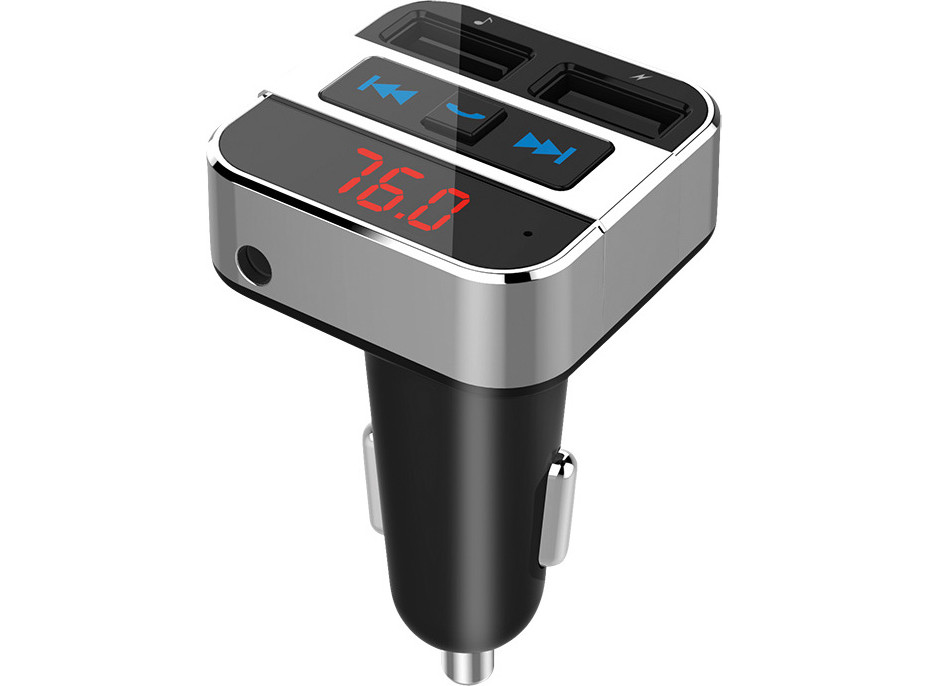 Solight FM transmitter s bluetooth připojením do auta, 2x USB + handsfree