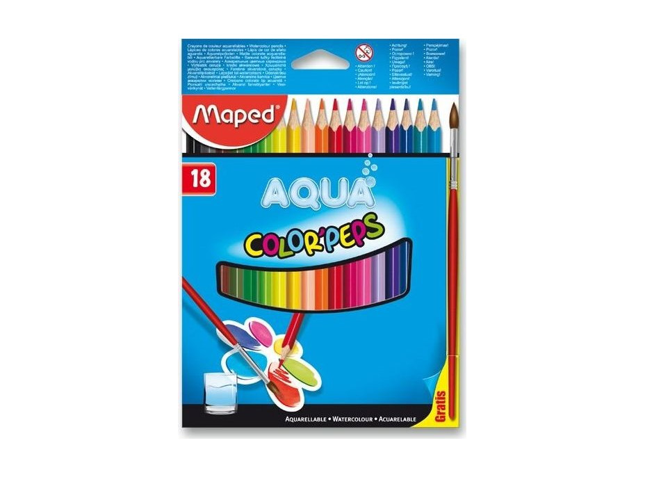 MAPED Trojhranné pastelky Aqua Color'Peps 18 ks + štětec