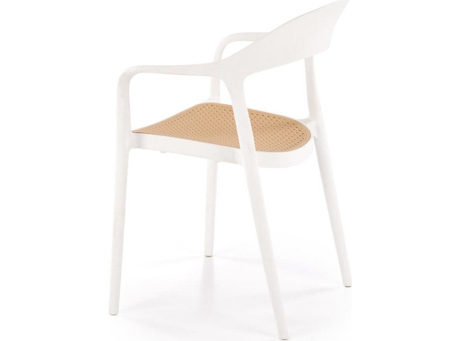 Jídelní plastová židle TALA - bílá/přírodní