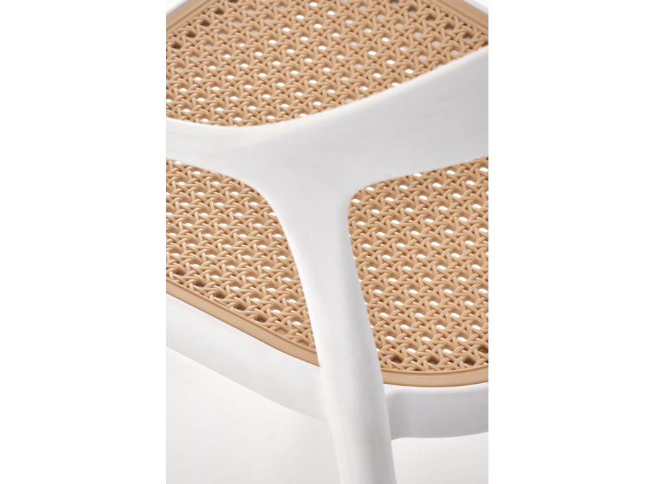 Jídelní plastová židle TALA - bílá/přírodní