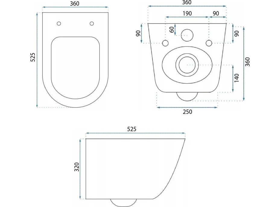 Závěsné WC Rea EDDY TURBO TORNADO RIMLESS - bílé