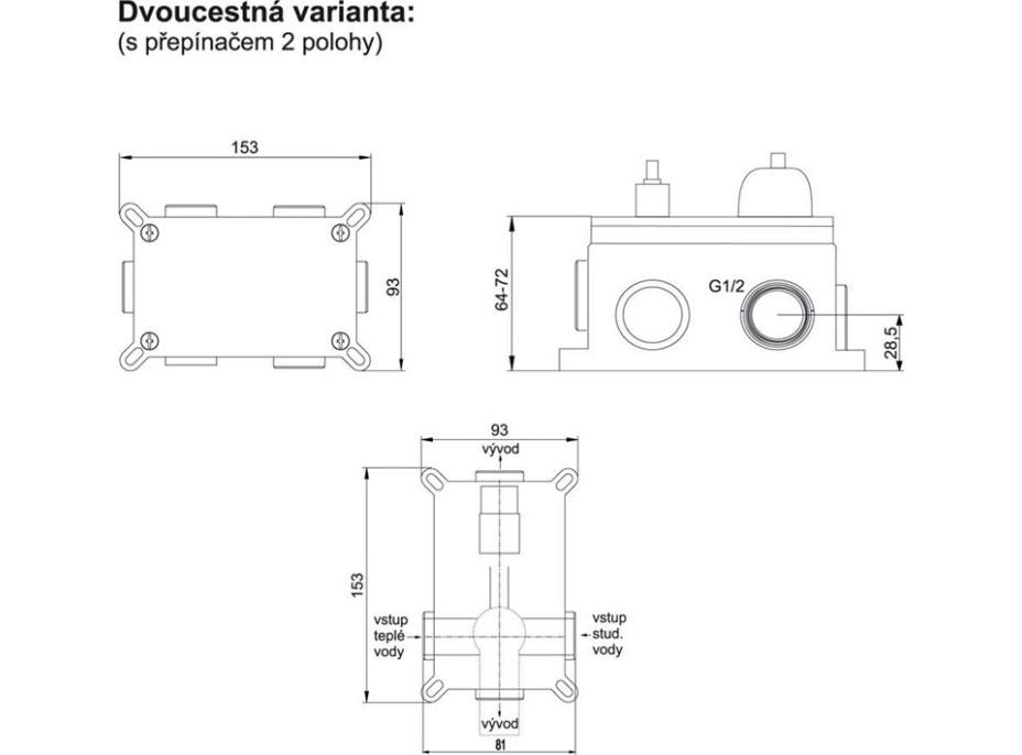 Sprchová podomítková souprava ZUNA  - 2 výstupy - chromová