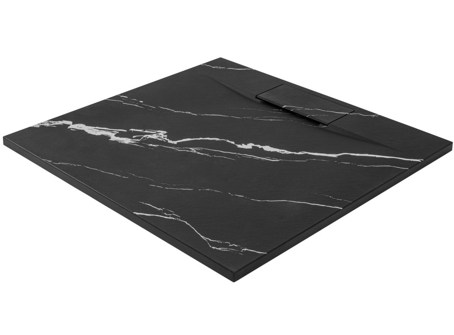 Sprchová SMC vanička REA Bazalt CARRARA BLACK 90x90 cm - imitace kamene - černá