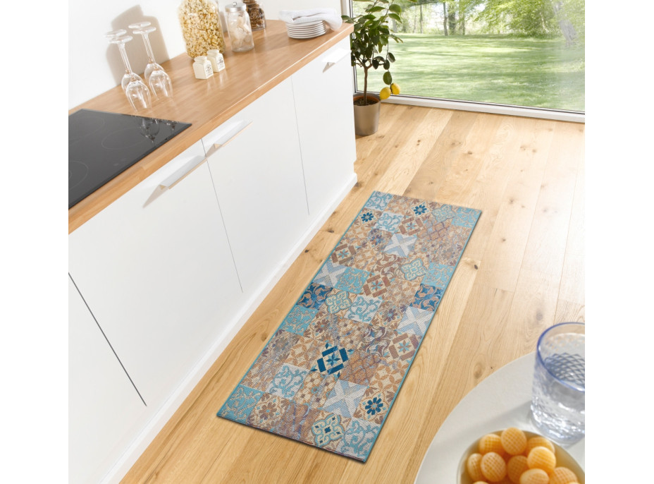 Běhoun Cappuccino 105880 Mosaik Blue Multicolored