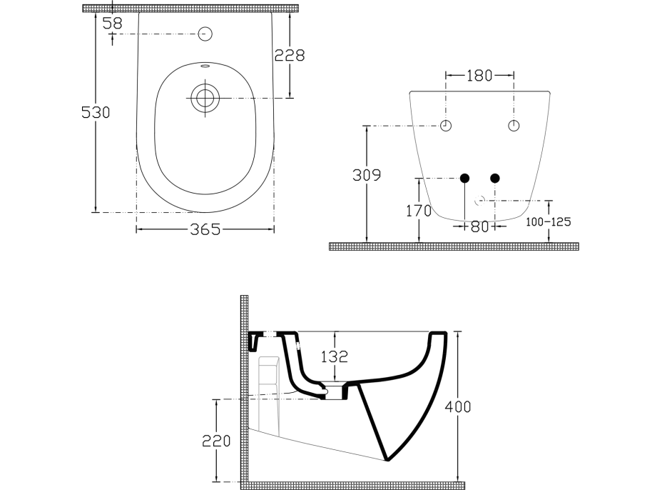 INFINITY bidet závěsný, 36, 5x53cm, ivory 10NF41001-2K