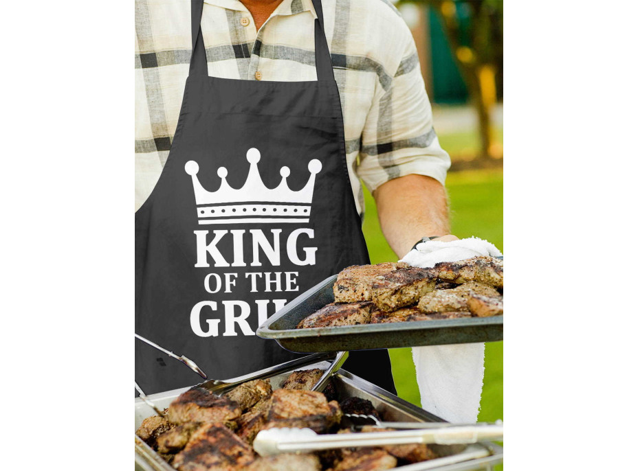 Kuchyňská zástěra KING OF THE GRILL 65x77 cm - černá