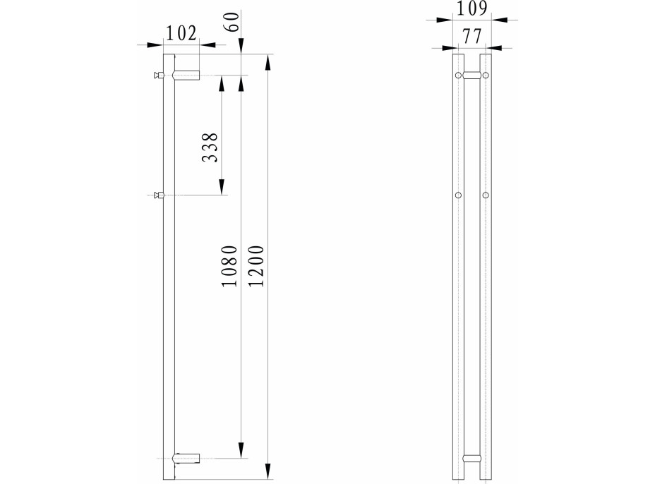 Sapho PAPINADO elektrický sušák ručníků 109x1200mm, 40W, chrom ER740