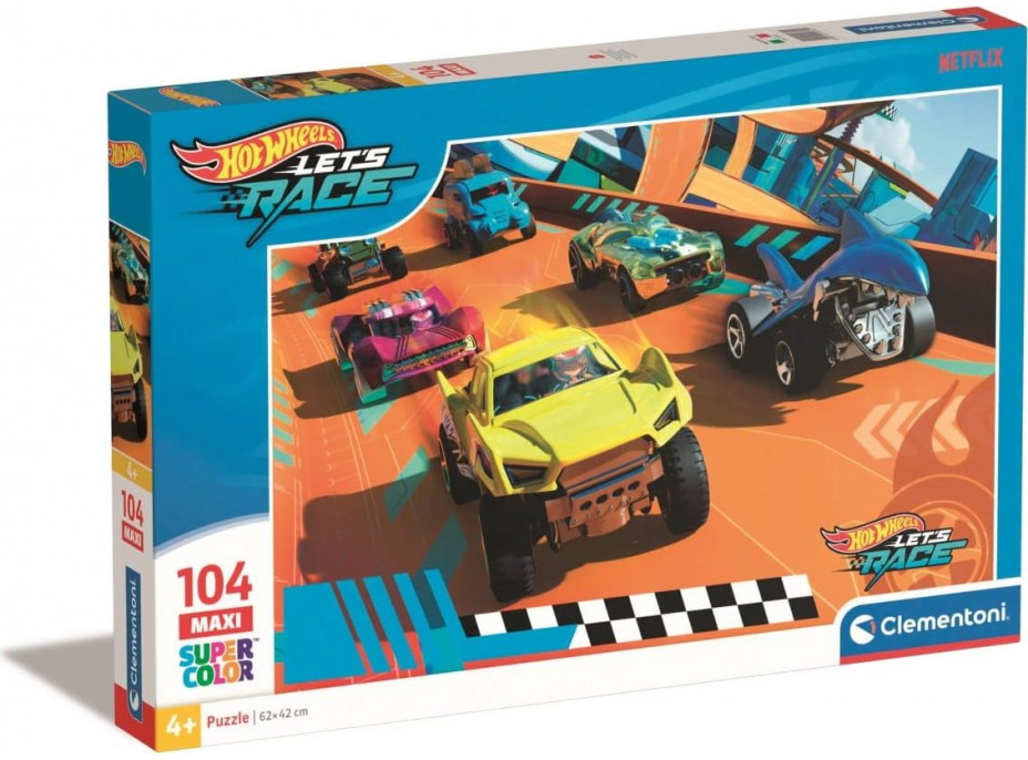 CLEMENTONI Puzzle Hot Wheels MAXI 104 dílků