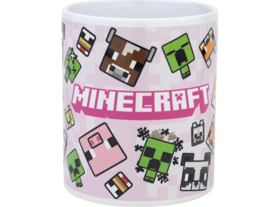 STOR Hrneček keramický 325ml Minecraft růžový