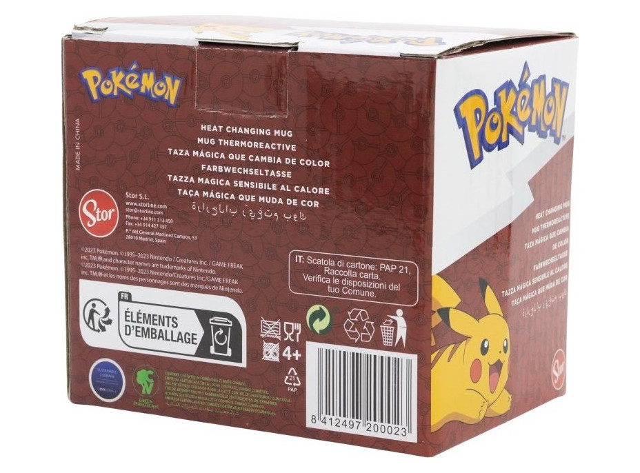 STOR Hrneček keramický měnící barvu 325 ml Pokémon