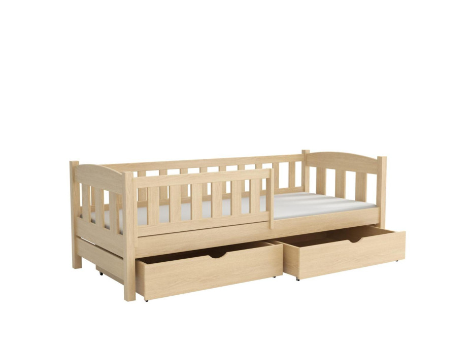 Dětská postel z masivu borovice BEN se šuplíky - 200x90 cm - PŘÍRODNÍ BOROVICE