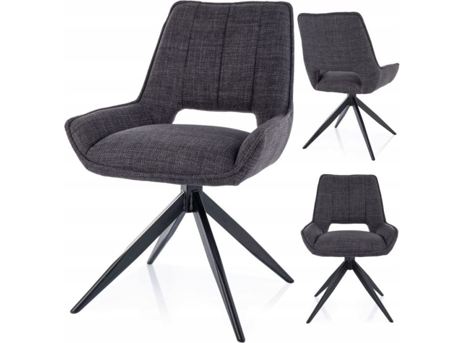 Jídelní otočná židle TELLO Bjorn - černá/tmavě šedá
