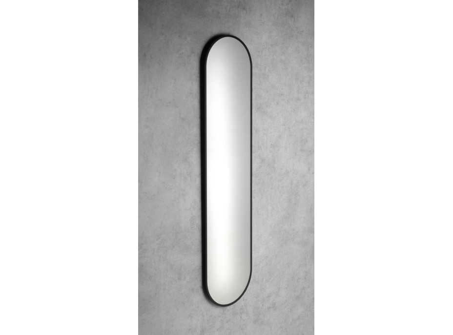 Sapho SHARON LONG oválné zrcadlo s LED podsvícením 35x150cm, černá mat 30595CI