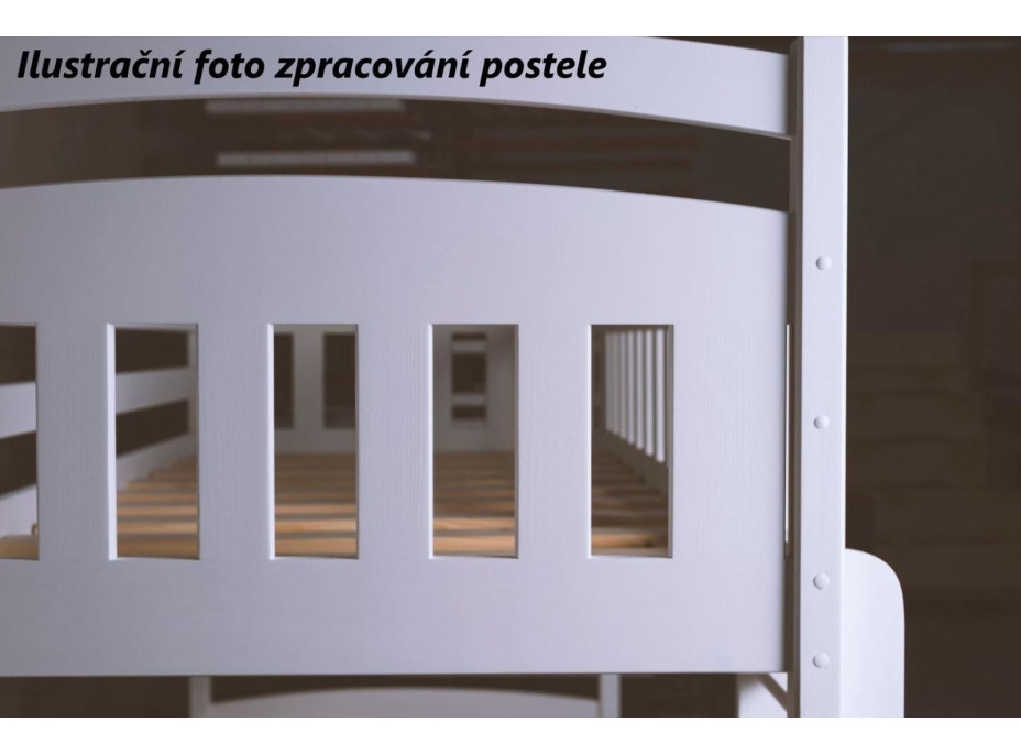 Dětská vyvýšená postel z masivu borovice PORTO - 200x90 cm - bílá