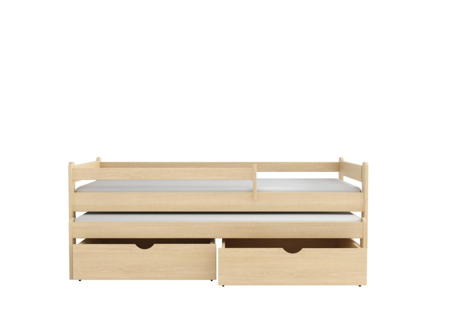 Dětská postel z masivu borovice ALEX s přistýlkou a šuplíky - 200x90 cm - PŘÍRODNÍ BOROVICE