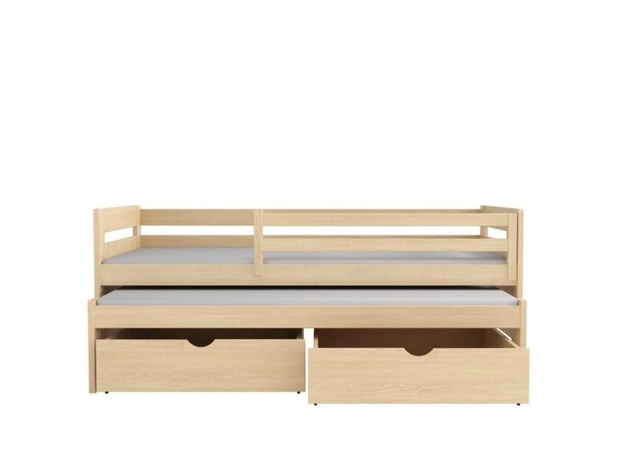 Dětská postel z masivu borovice JOLANA s přistýlkou a šuplíky - 200x90 cm - PŘÍRODNÍ BOROVICE