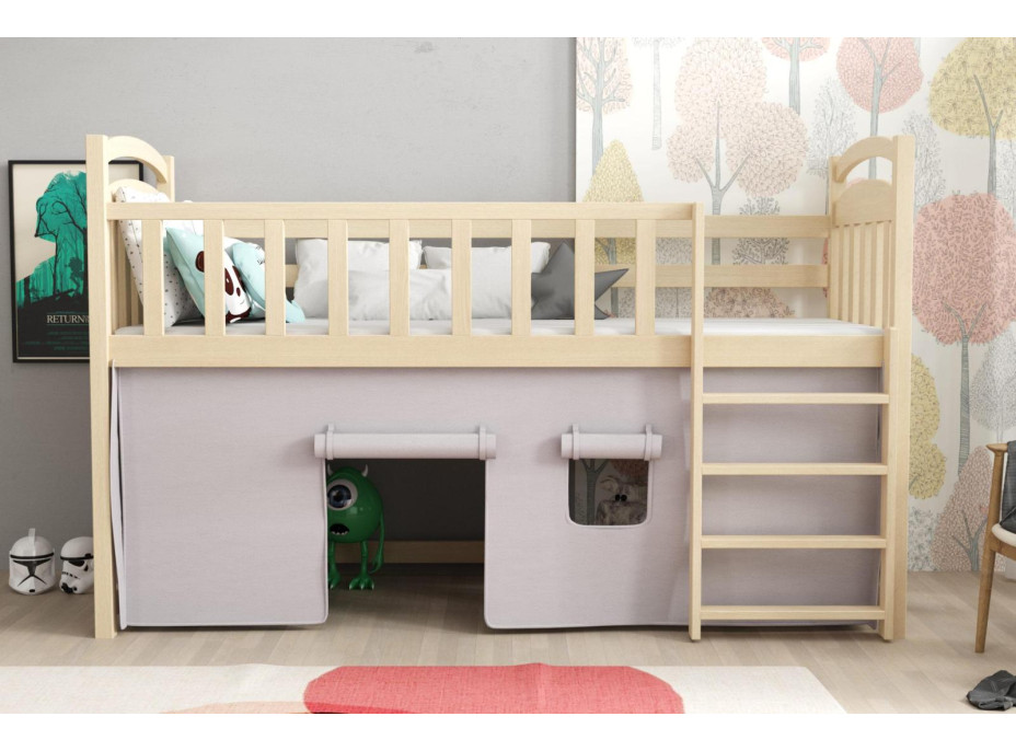 Dětská vyvýšená postel z masivu borovice ARANKA - 200x90 cm - přírodní borovice