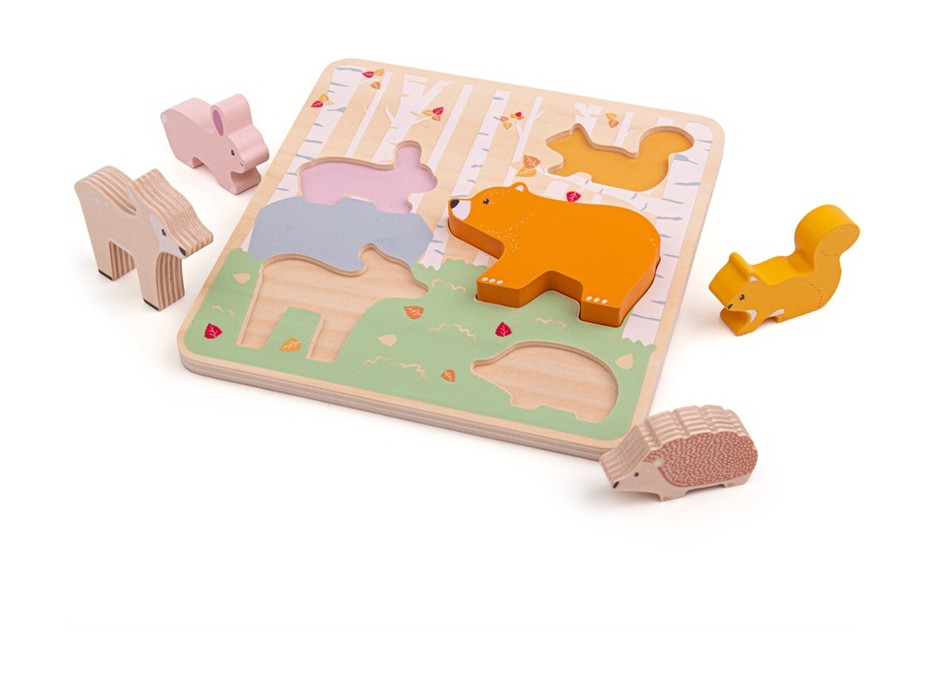 Bigjigs Baby Dřevěné puzzle Woodland