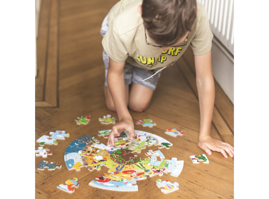 Bigjigs Toys Kulaté podlahové puzzle Čtyří roční období 50 dílků