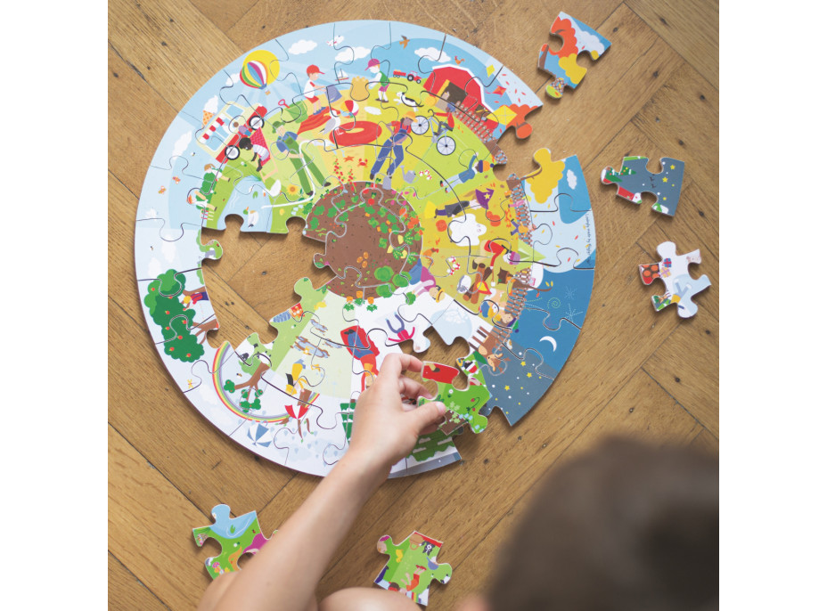 Bigjigs Toys Kulaté podlahové puzzle Čtyří roční období 50 dílků