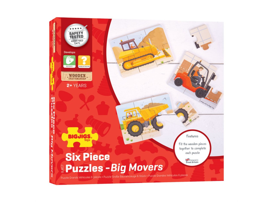 Bigjigs Toys Puzzle 3v1 Stavební stroje