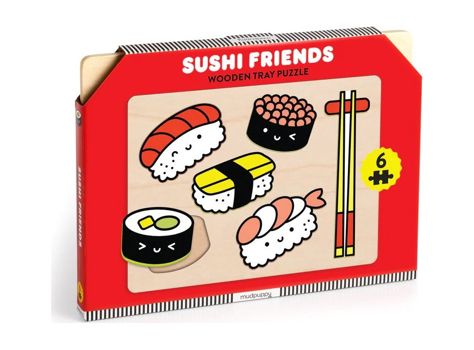 Mudpuppy Dřevěné puzzle Přátelé sushi