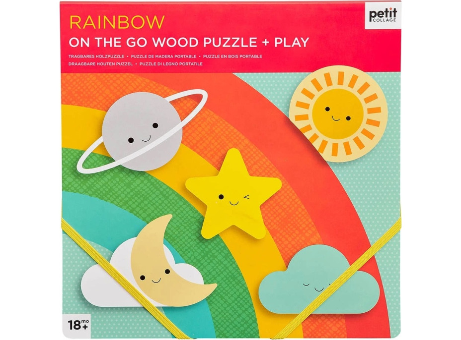 Petit Collage Robustní dřevěné puzzle Rainbow