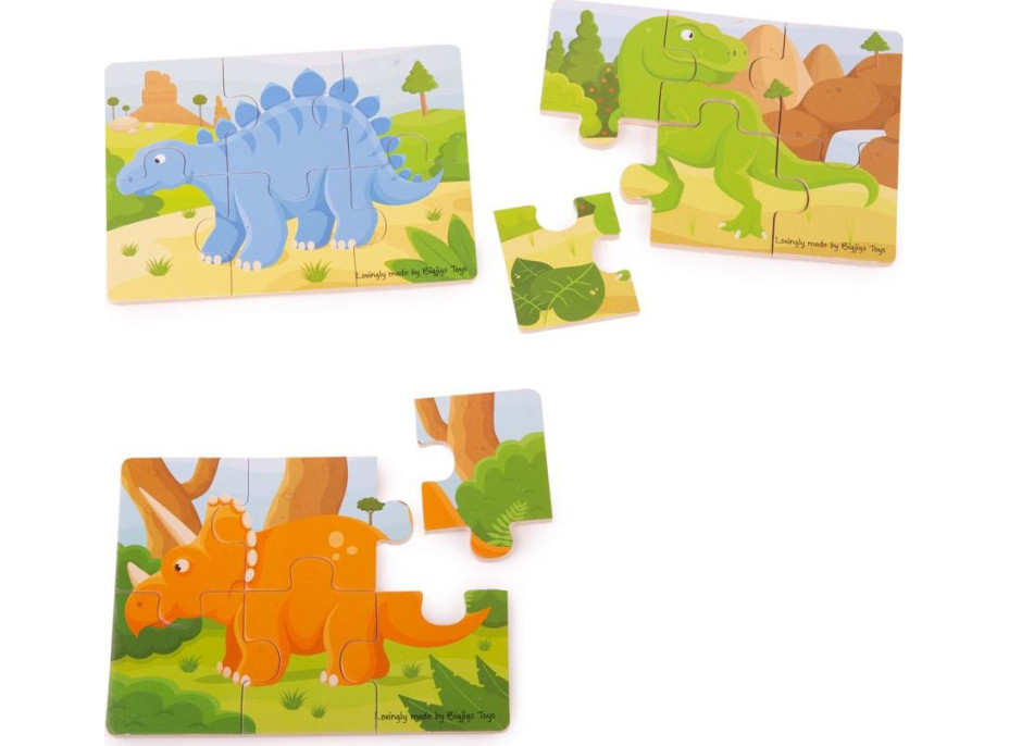 Bigjigs Toys Puzzle 3v1 dinosauři