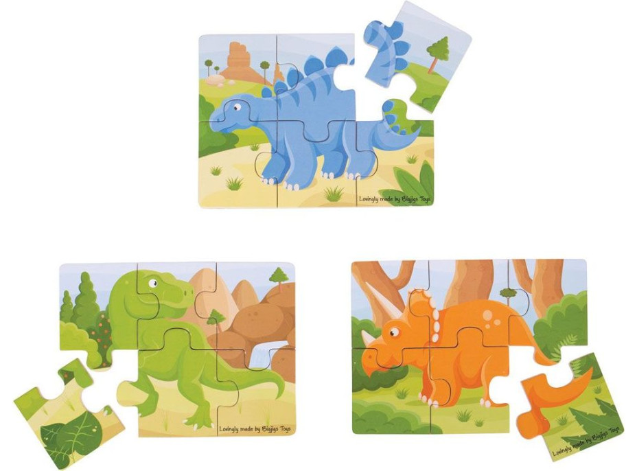 Bigjigs Toys Puzzle 3v1 dinosauři