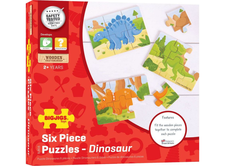 Bigjigs Toys Puzzle 3v1 dinosauři