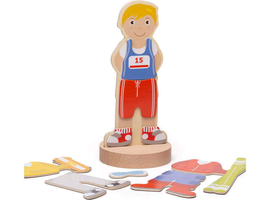 Bigjigs Toys Magnetické oblékací puzzle sportovní aktivity