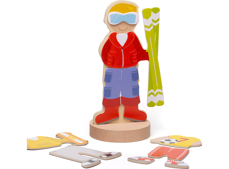 Bigjigs Toys Magnetické oblékací puzzle sportovní aktivity