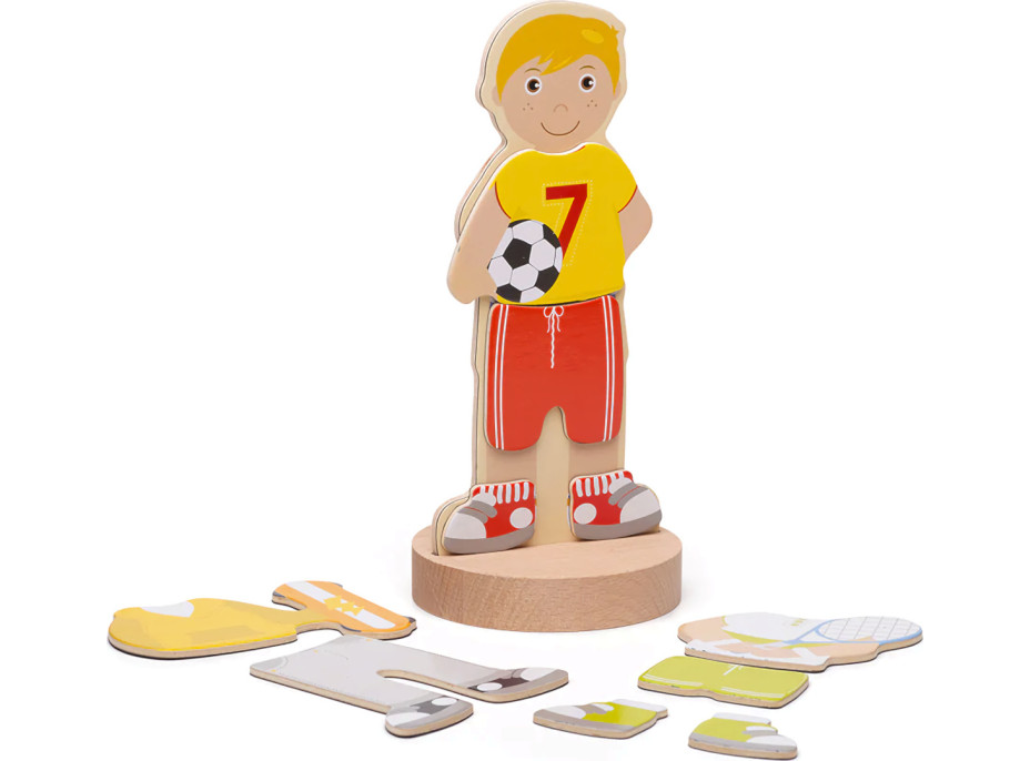 Bigjigs Toys Magnetické oblékací puzzle sportovní aktivity