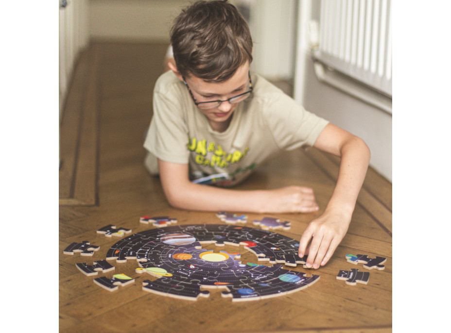 Bigjigs Toys Kulaté podlahové puzzle Sluneční soustava 50 dílků