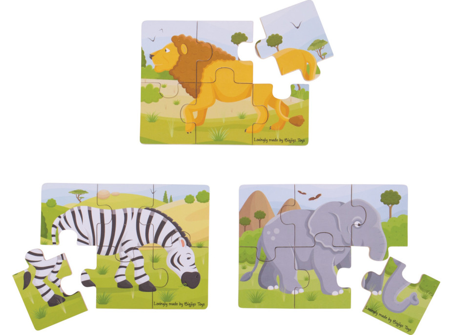 Bigjigs Toys Puzzle 3v1 safari zvířátka