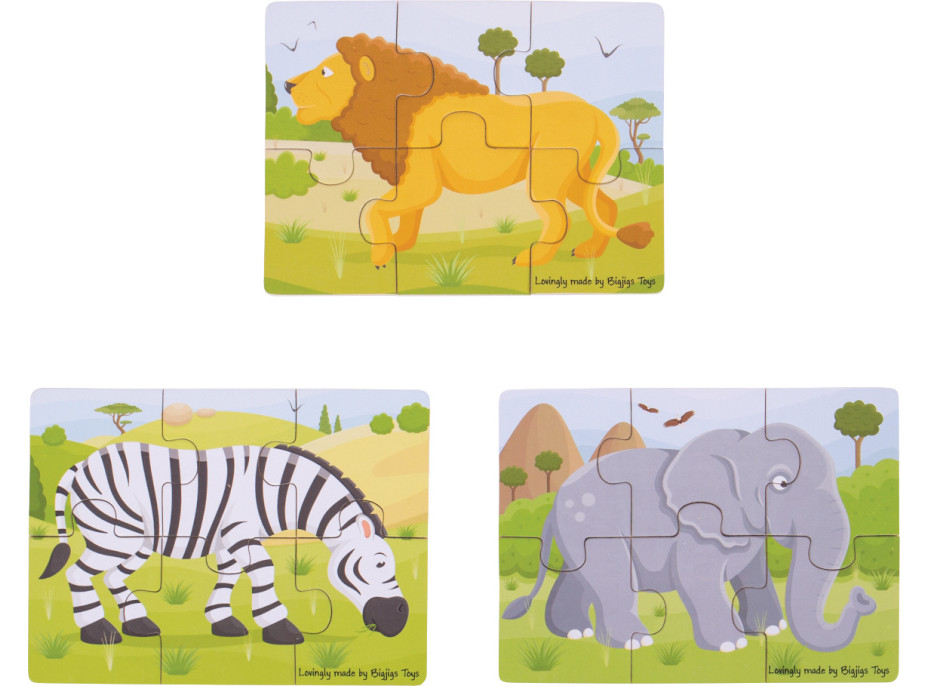 Bigjigs Toys Puzzle 3v1 safari zvířátka