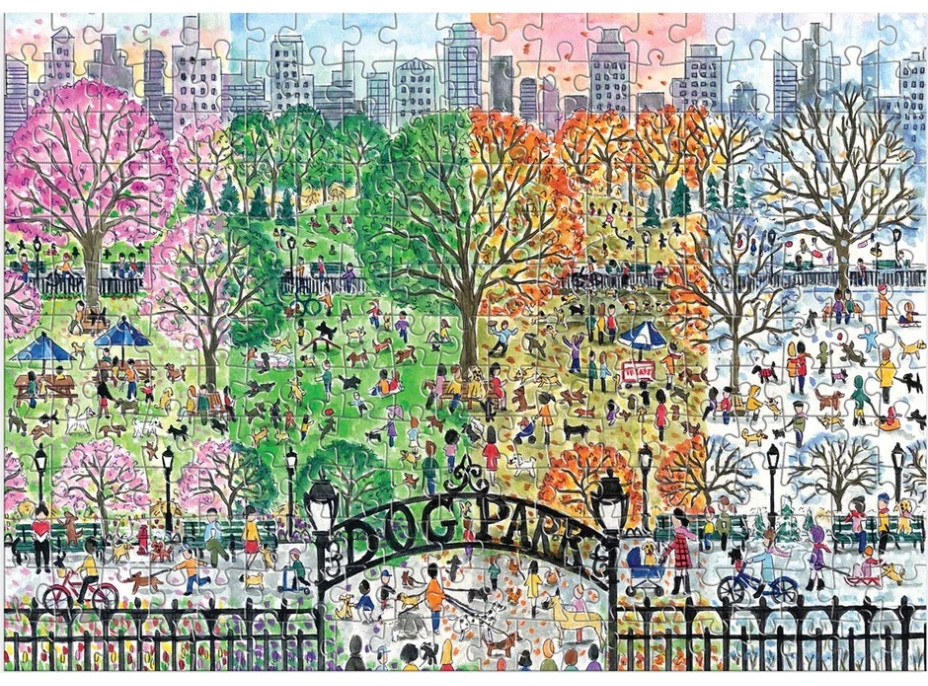 Galison Dřevěné puzzle Psí park 4 roční období 250 dílků