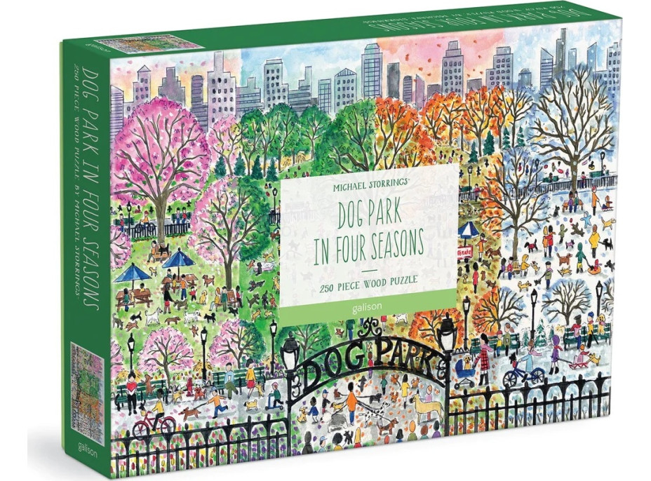 Galison Dřevěné puzzle Psí park 4 roční období 250 dílků