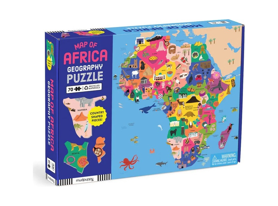 Mudpuppy Zeměpisné puzzle Mapa Afriky 70 dílků