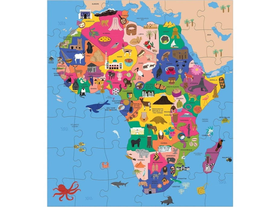 Mudpuppy Zeměpisné puzzle Mapa Afriky 70 dílků