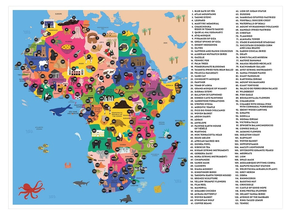 Mudpuppy Zeměpisné puzzle Mapa Afriky 70 dílků