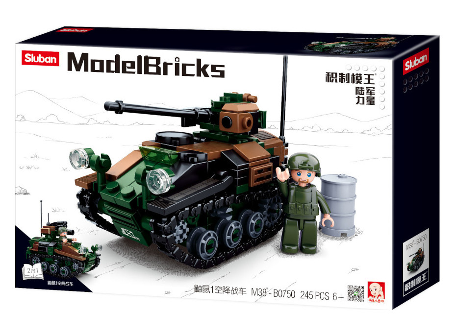 Sluban Model Bricks M38-B0750 Malý tank Wiesel AWC 2v1