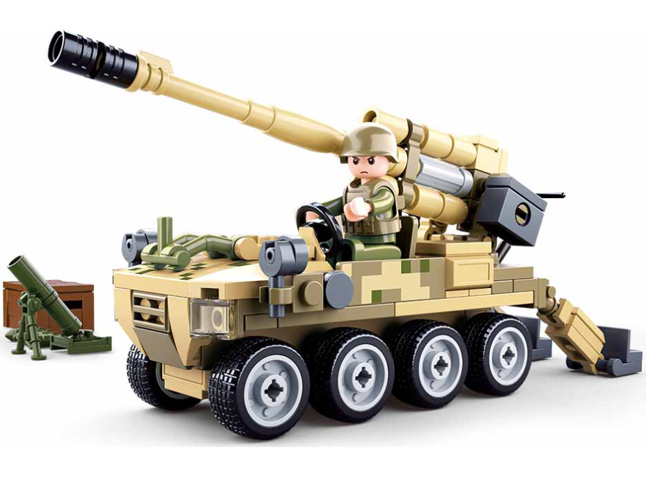 Sluban Army Model Bricks M38-B0751 Mobilní kanón 8x8 s pozemním minometem