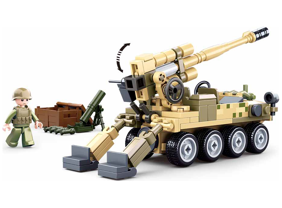 Sluban Army Model Bricks M38-B0751 Mobilní kanón 8x8 s pozemním minometem