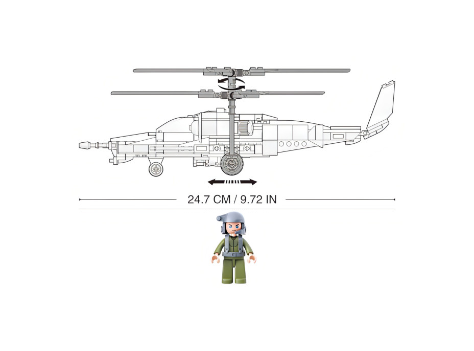 Sluban Model Bricks M38-B0752 Bojový vrtulník Ka-50 Black Shark